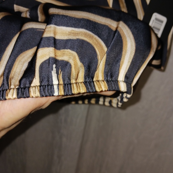 Donna Karan New York short sleeve blouse, cream/taupe/brown, unique, size L - Picture 5 of 8